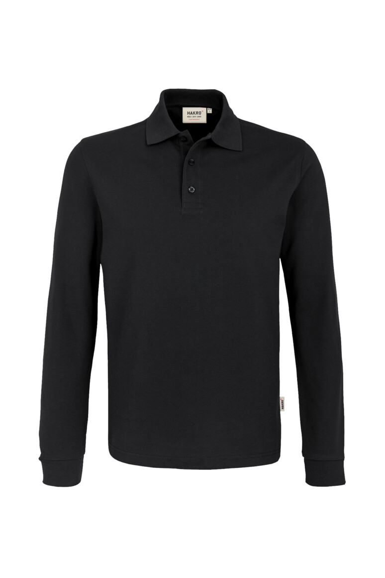 HAKRO 815 Longsleeve-Poloshirt MIKRALINAR® in Schwarz – Vorderansicht