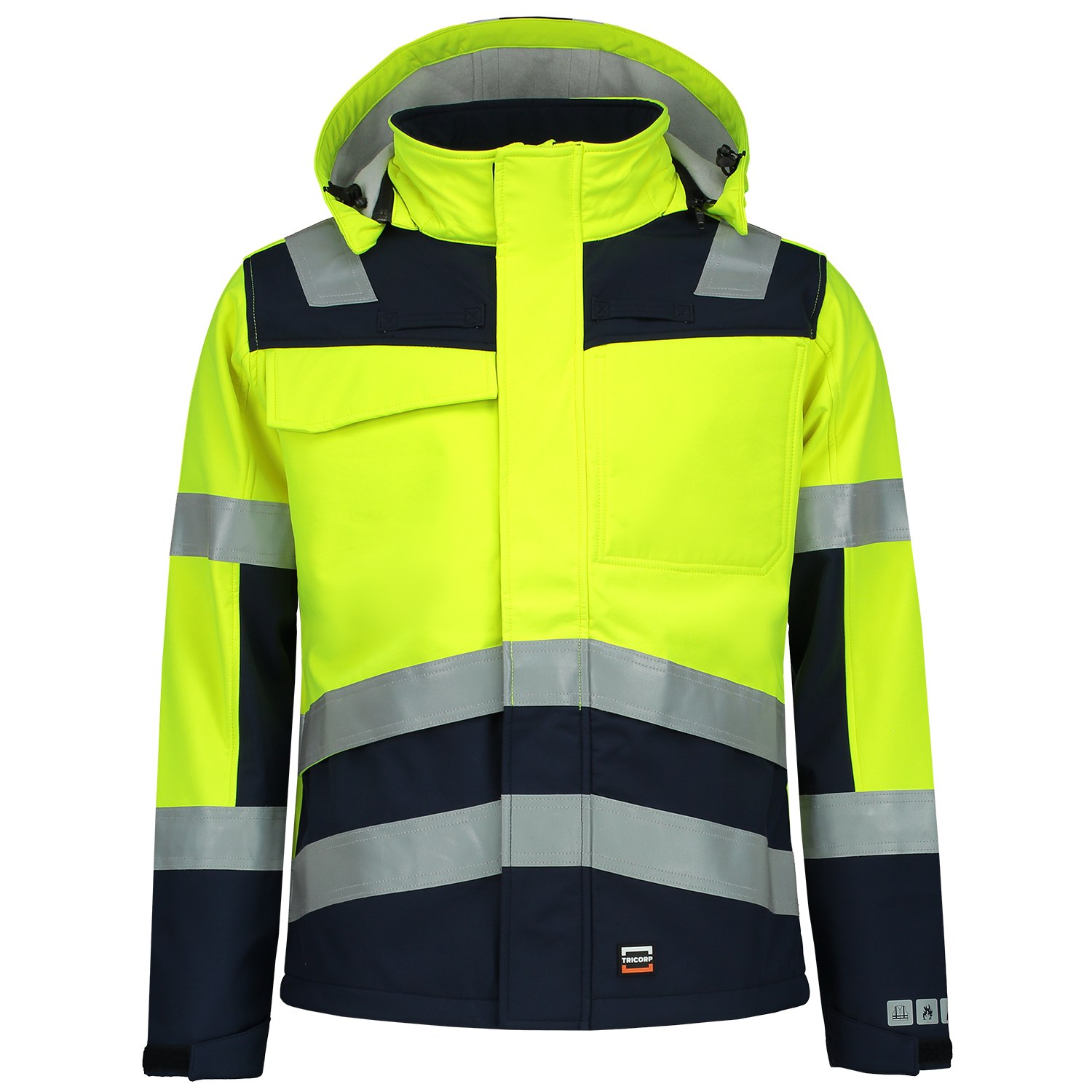 TRICORP Softshelljacke Multinorm Bicolor in Fluoryellow-Ink – Vorderansicht