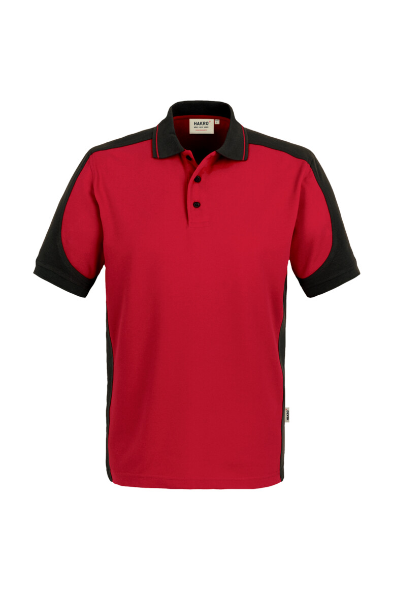 HAKRO 839 Poloshirt Contrast MIKRALINAR® in Rot/Anthrazit – Vorderansicht