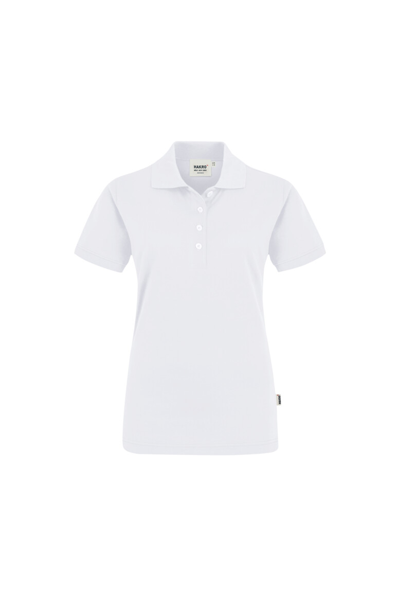 HAKRO 201 Damen Poloshirt Pima-Baumwolle in Weiß – Vorderansicht