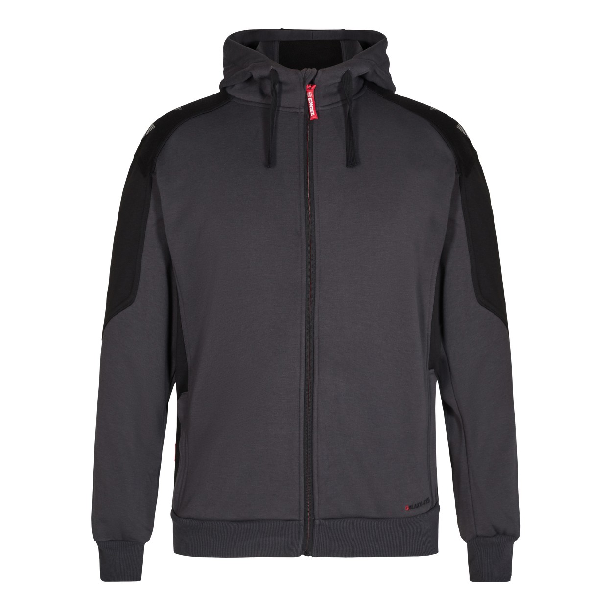ENGEL Galaxy 8820-233 Sweatcardigan mit Kapuze in Anthrazitgrau/Schwarz – Vorderansicht