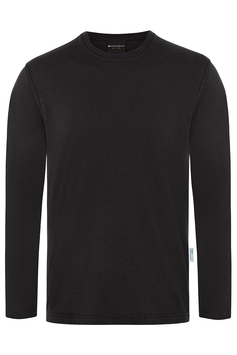 Karlowsky Langarm Herren Workwear Shirt Casual-Flair in Schwarz – Vorderansicht