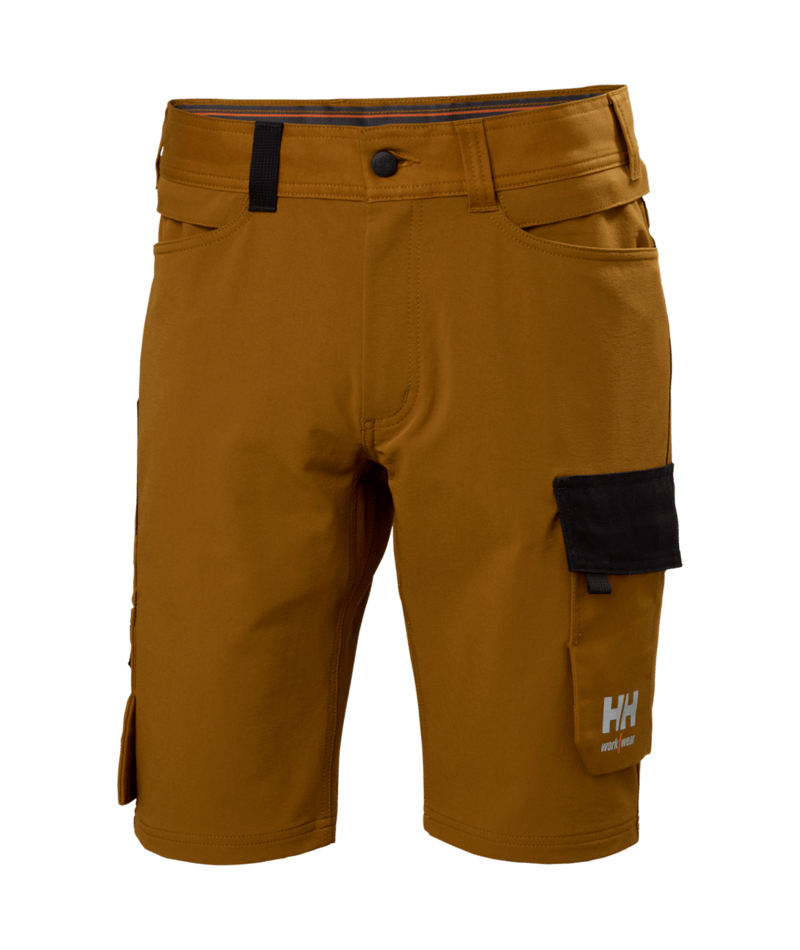 Helly Hansen Workwear OXFORD 4X CNCT SHORTS in Sattelbraun/Schwarz – Vorderansicht