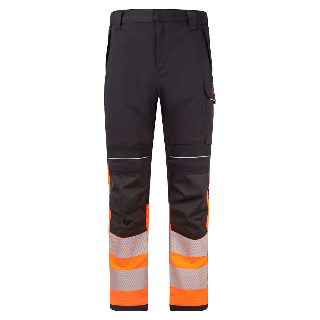 Portwest PW3 Modaflame Work HVO Class 1 FR Trousers in Orange/Schwarz – Vorderansicht