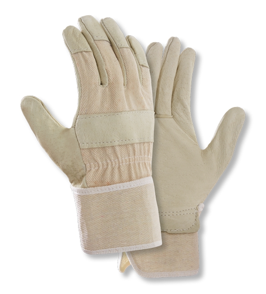 teXXor® Büffelvollleder-Handschuhe 88 BAWA in Leder Gelb, Drell Weiß – Vorderansicht