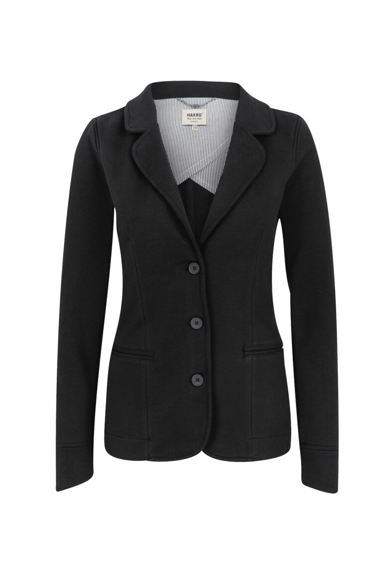 HAKRO 260 Damen Sweatblazer Premium in Schwarz – Vorderansicht