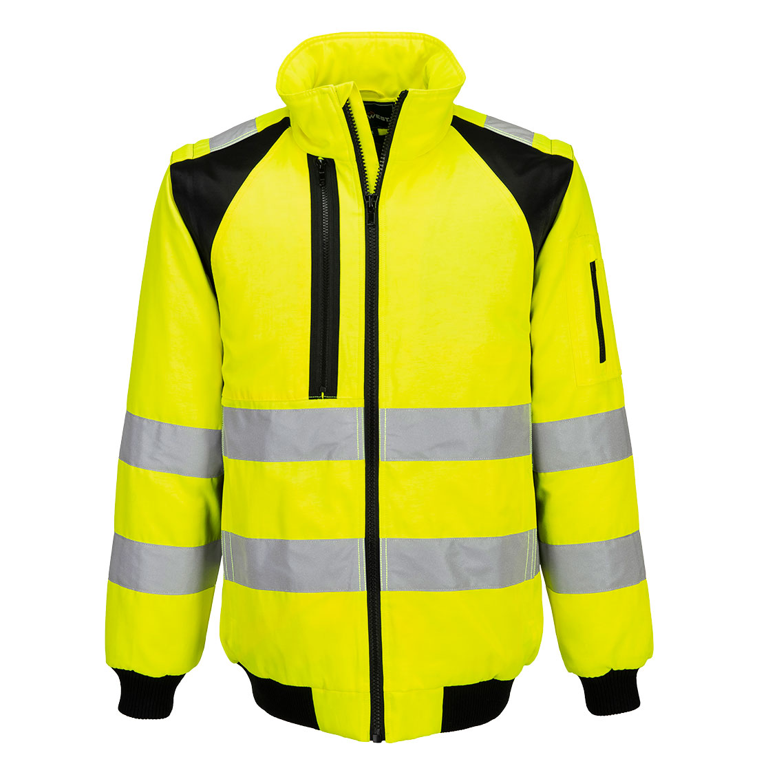 Portwest WX2 Hi-Vis 2-in-1 Pilot Jacket in Gelb/Schwarz – Vorderansicht