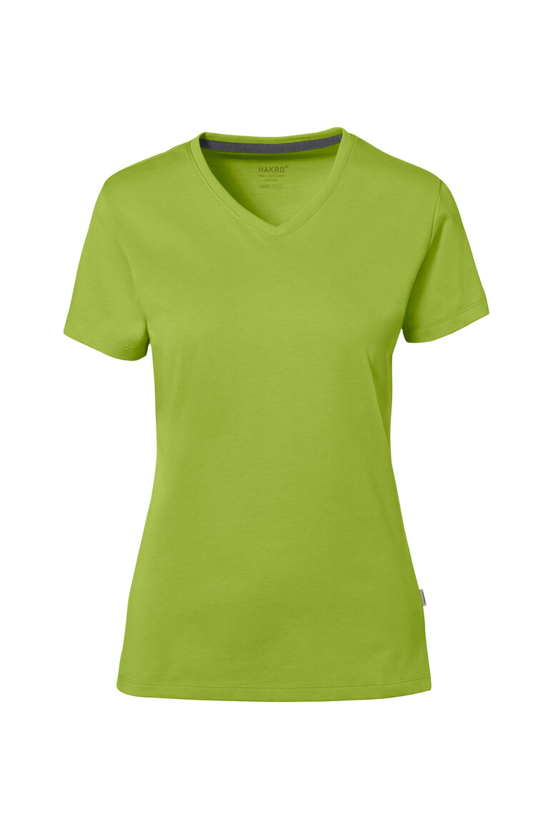 HAKRO 169 COTTON TEC® Damen V-Shirt in Kiwi – Vorderansicht
