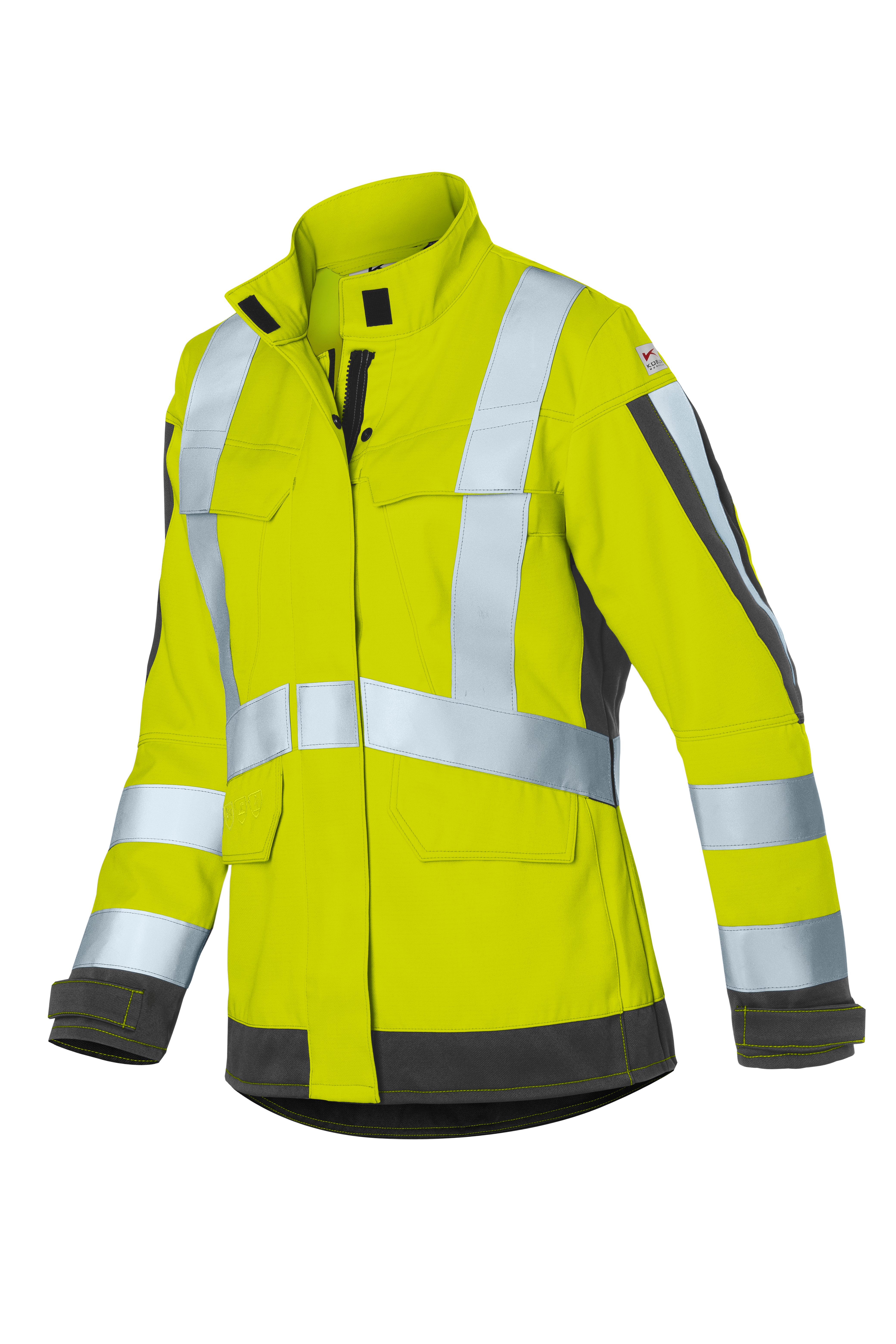 KÜBLER PROTECTIQ HIGH VIS Damenjacke ARC1 PSA 3 in Warngelb/Anthrazit – Vorderansicht