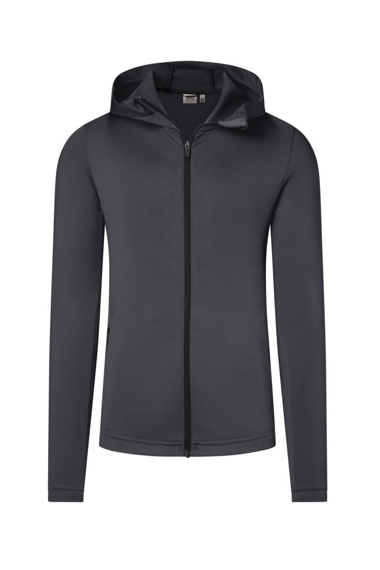 HAKRO 873 Kapuzen-Tecjacke ECO in Karbongrau – Vorderansicht