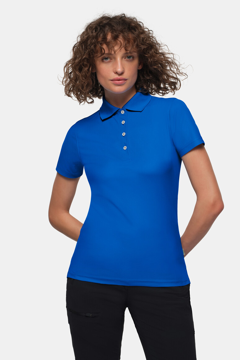 HAKRO 206 Damen Poloshirt COOLMAX® ECO in Royalblau – Modellansicht