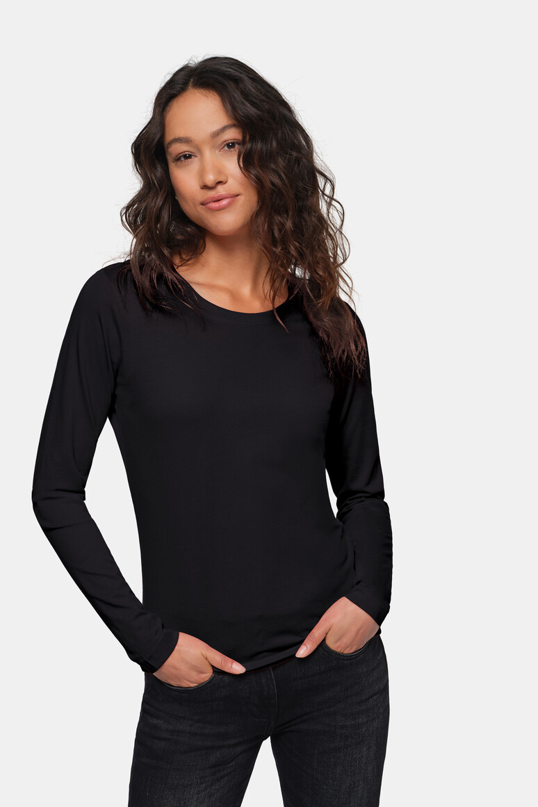 HAKRO 178 Damen Longsleeve Classic in Schwarz – Modellansicht