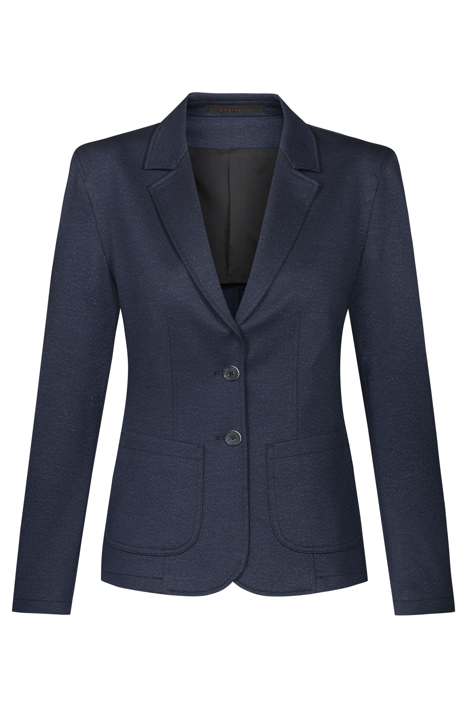 Greiff Damen-Jerseyblazer RF Casual in Blau Meliert – Vorderansicht