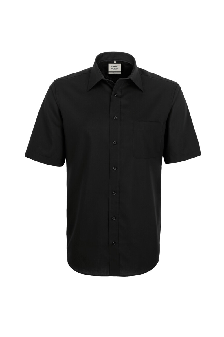 HAKRO 107 1/2-Arm Hemd Business Comfort in Schwarz – Vorderansicht