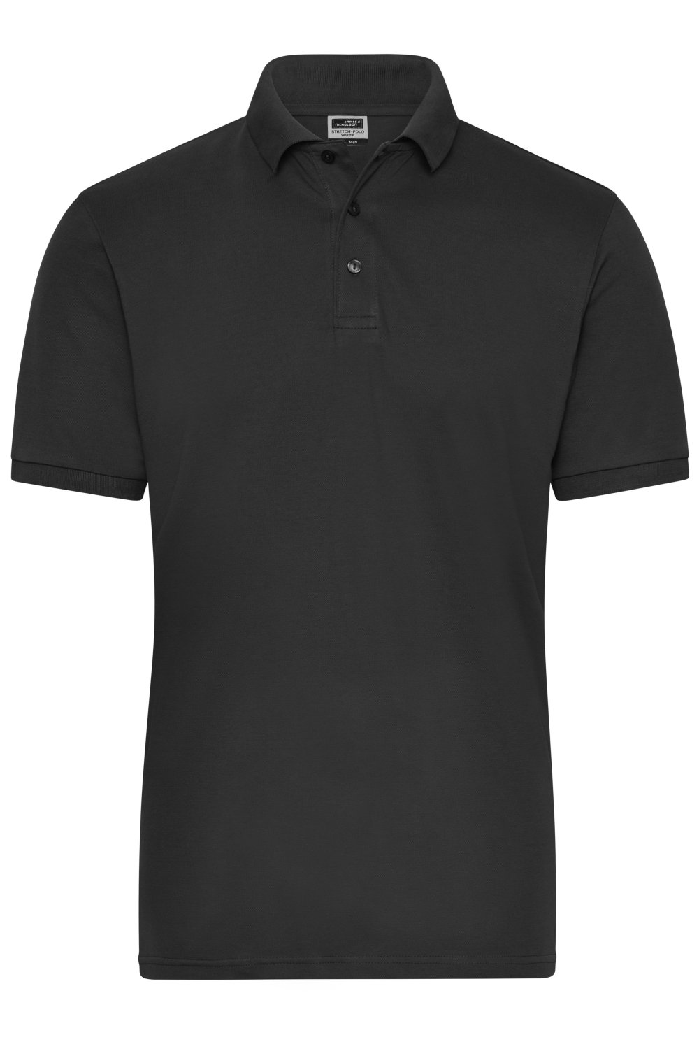Daiber Men's ORGANIC Stretch-Polo Work - SOLID - OCS Blended in Black – Vorderansicht