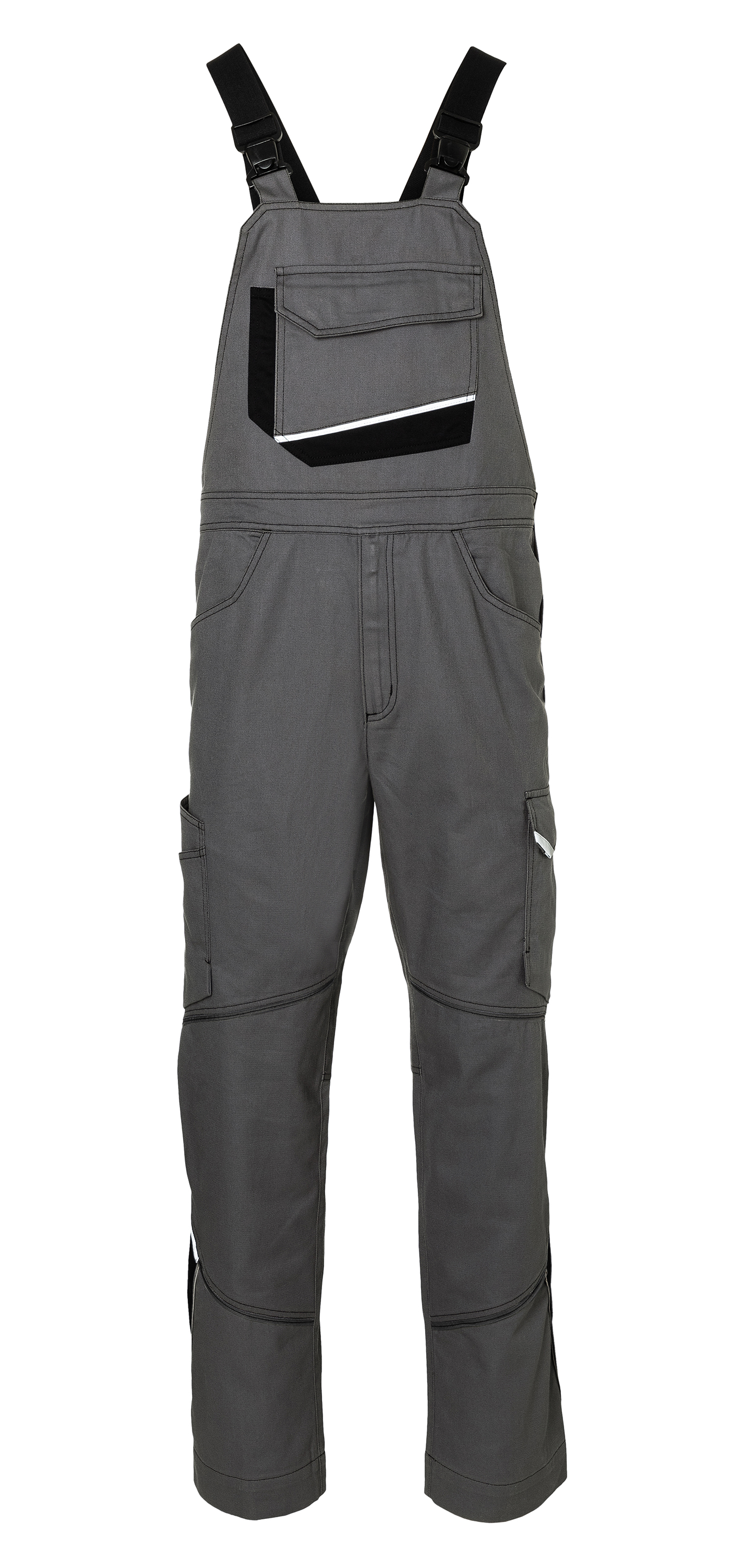 KÜBLER ICONIQ cotton Latzhose in Anthrazit/Schwarz – Vorderansicht