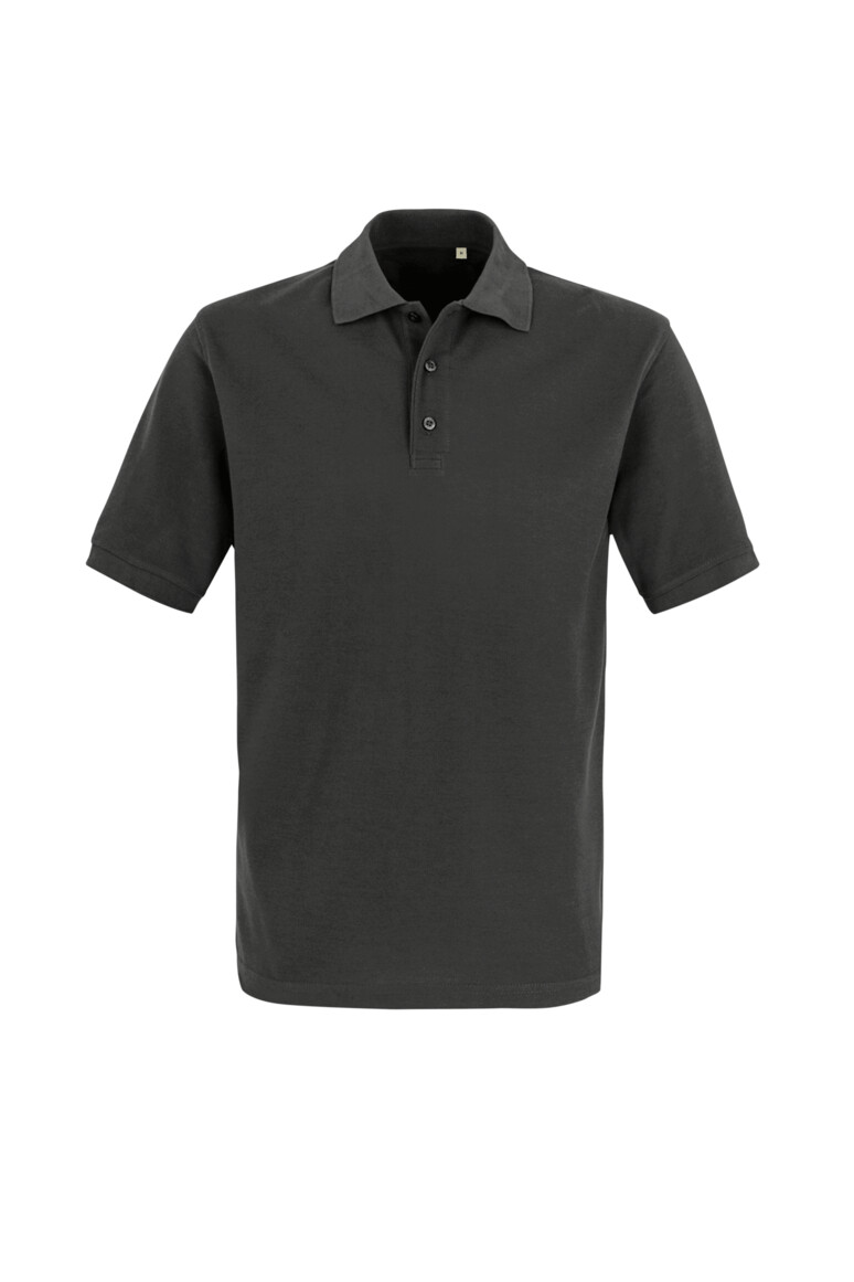 HAKRO 503 Label-Free Poloshirt Heavy MIKRALINAR® ECO in Karbongrau – Vorderansicht