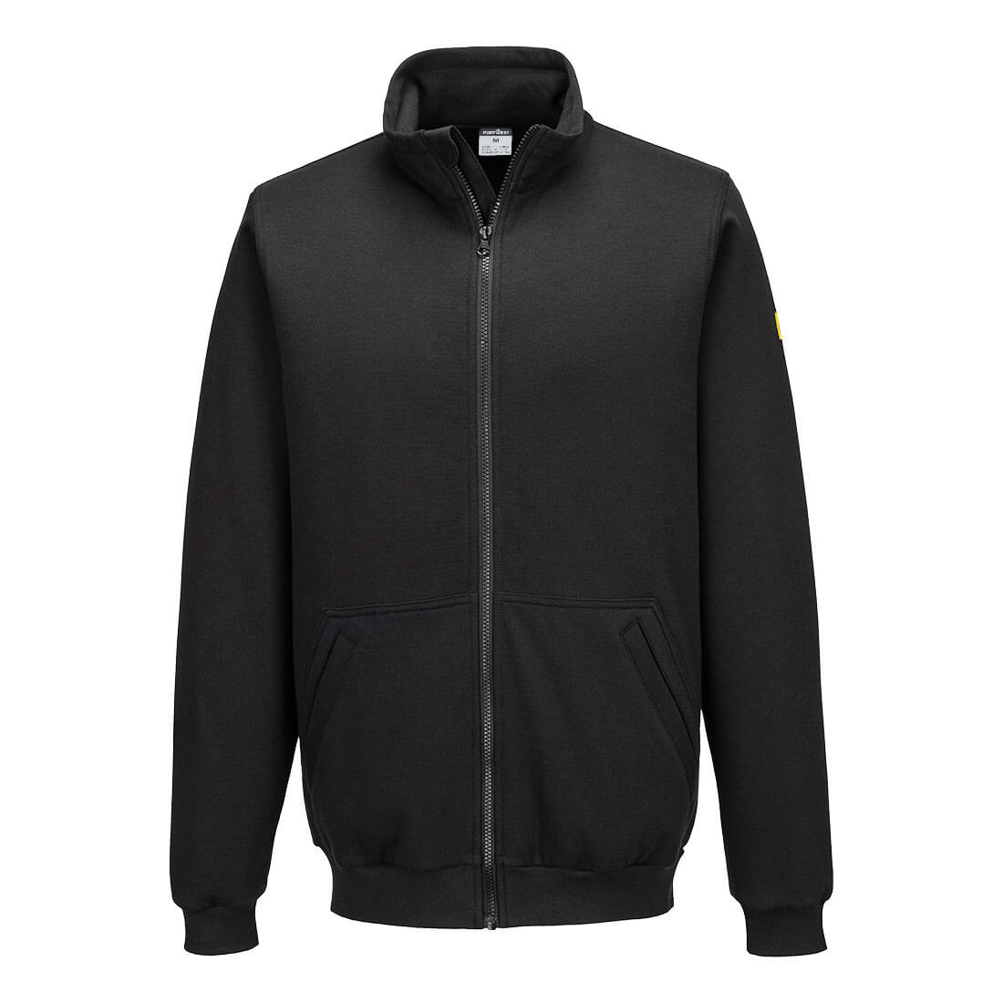 Portwest Anti-Static ESD Zip Sweatshirt in Schwarz – Vorderansicht