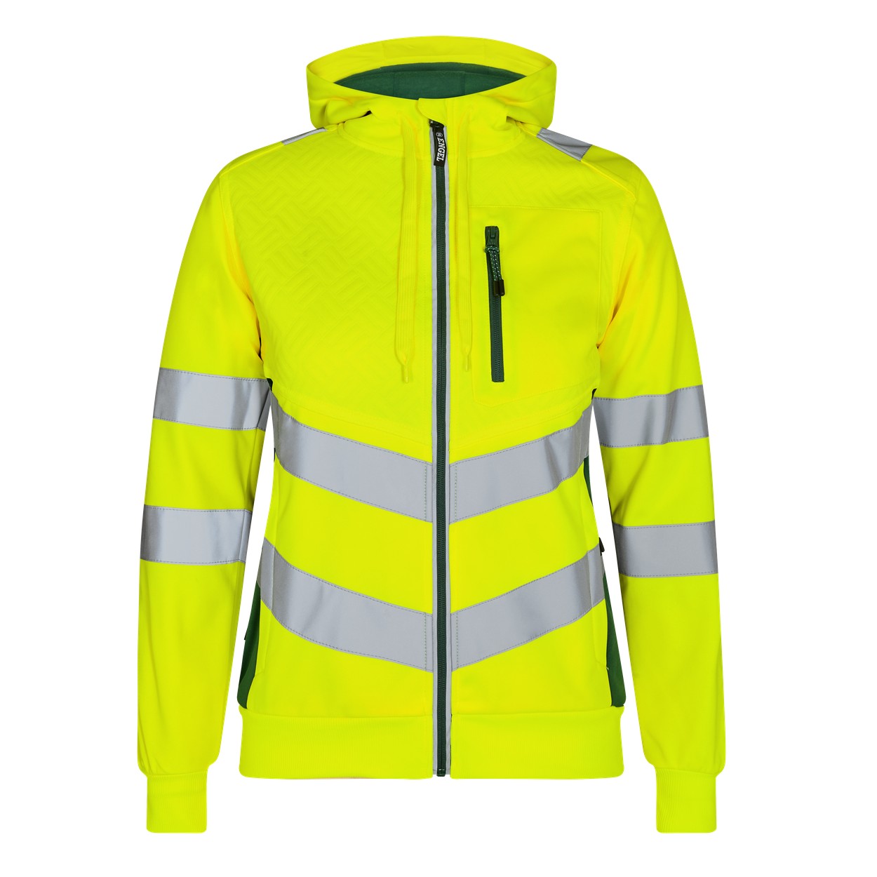 ENGEL Safety 8027-241 Damen Sweatcardigan in Gelb/Grün – Vorderansicht