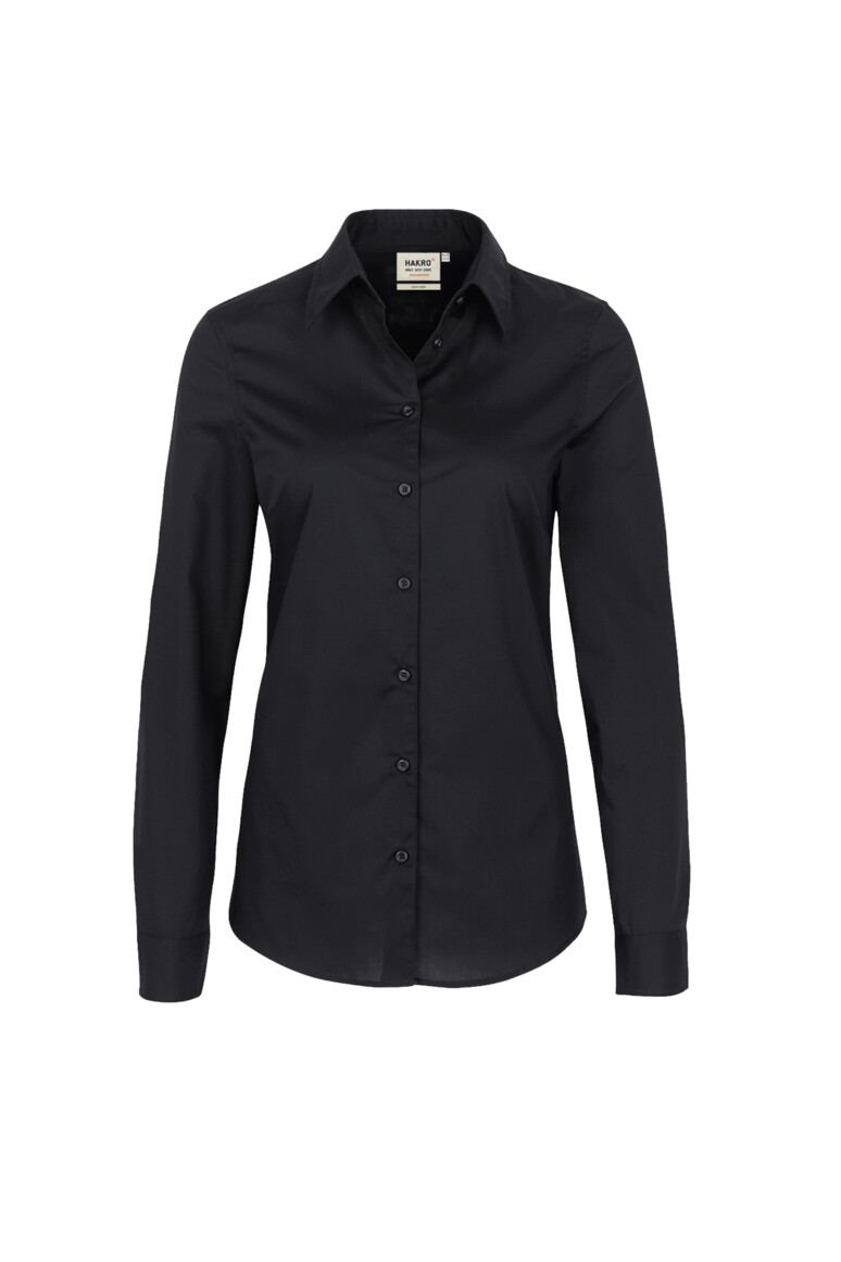 HAKRO 121 Bluse MIKRALINAR® in Schwarz – Vorderansicht