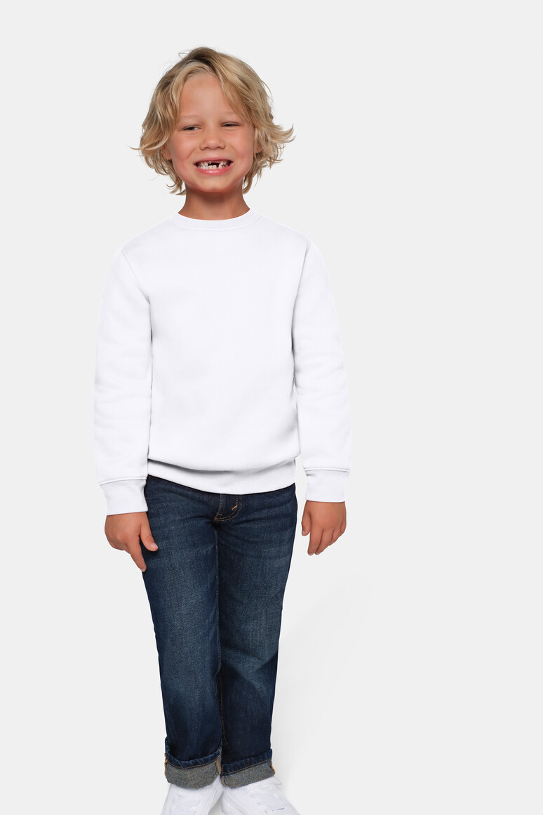HAKRO 541 Kinder Sweatshirt Bio-Baumwolle in Weiß – Modellansicht