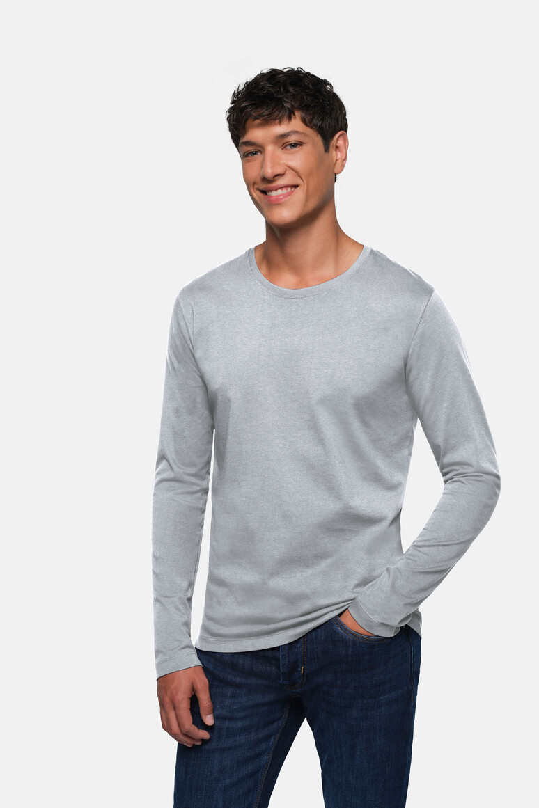 HAKRO 278 Longsleeve Heavy in Grau Meliert – Modellansicht