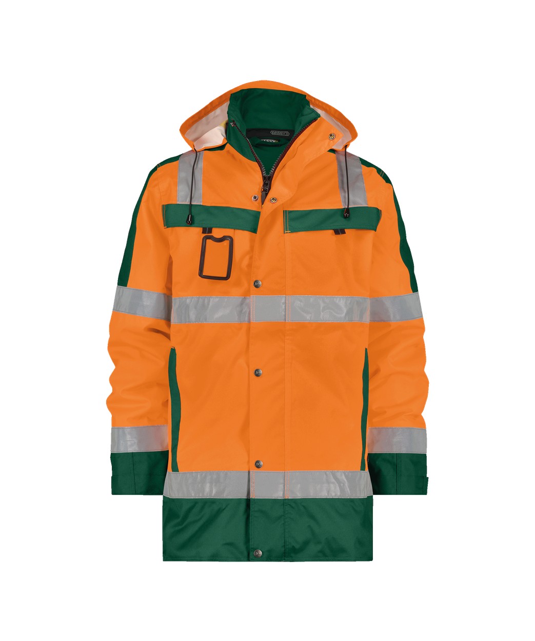 DASSY® Limasol in Neonorange/Flaschengrün – Vorderansicht