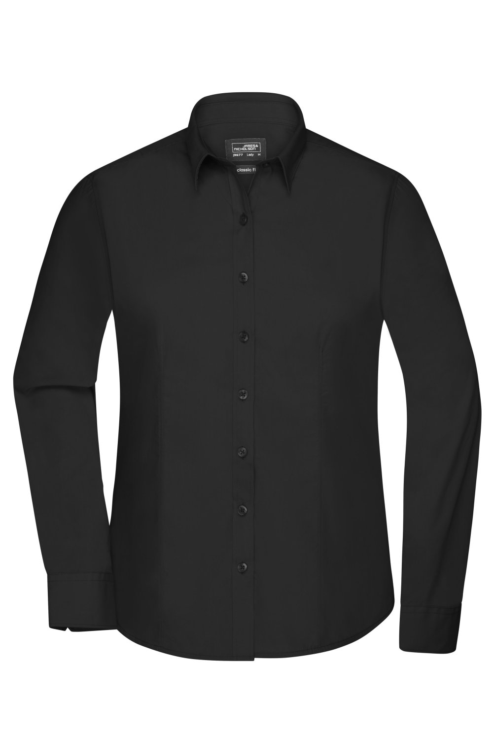 Daiber Ladies' Shirt Long-Sleeved Poplin in Black – Vorderansicht