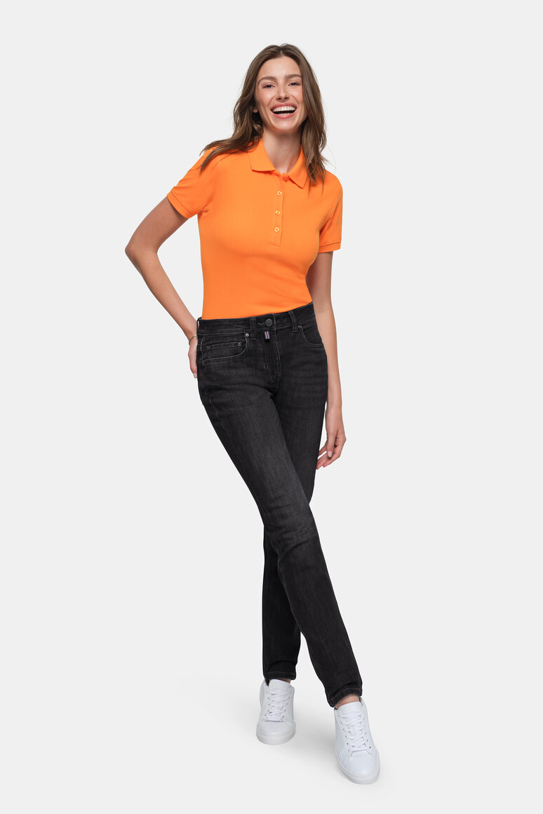 HAKRO 730 Damen 5-Pocket-Jeanshose X-Stretch ECO in Schwarz – Modellansicht