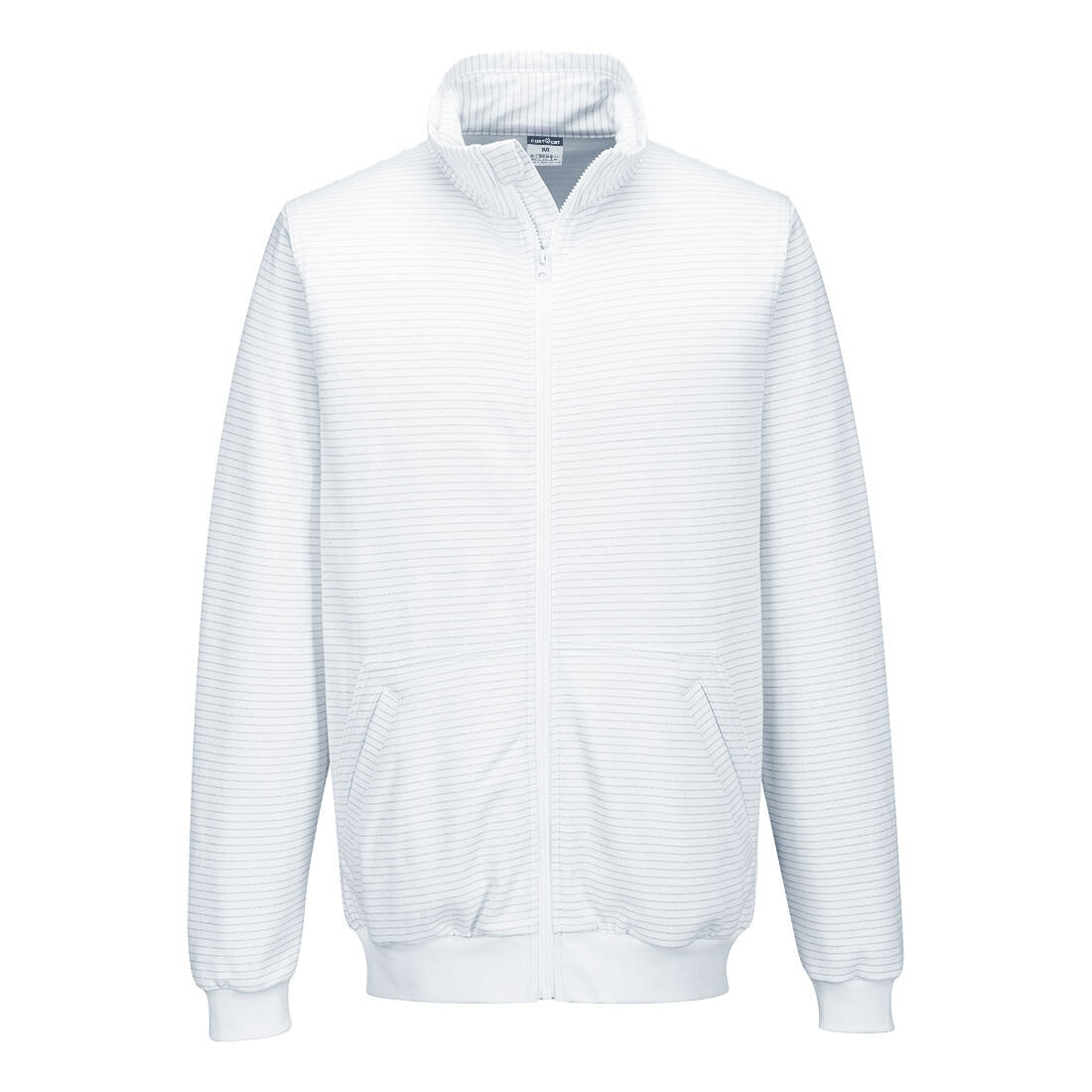 Portwest Anti-Static ESD Zip Sweatshirt in Weiß – Vorderansicht