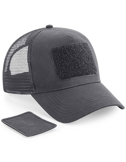 Beechfield Removable Patch Snapback Trucker in Graphite Grey – Vorderansicht