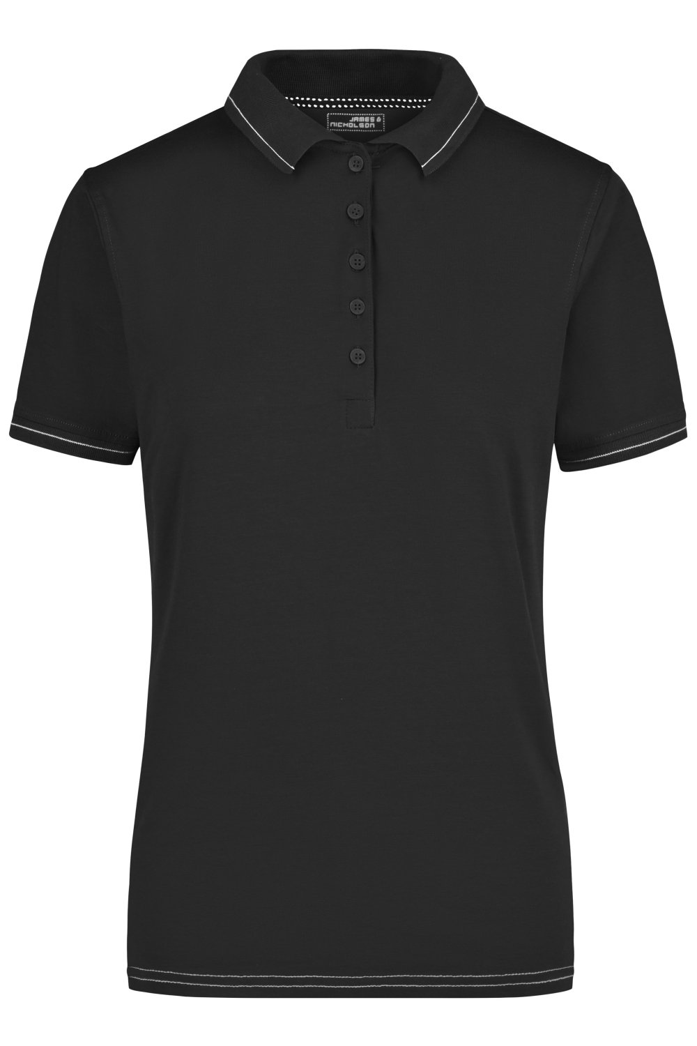 Daiber Ladies' Elastic Polo in Black/White – Vorderansicht