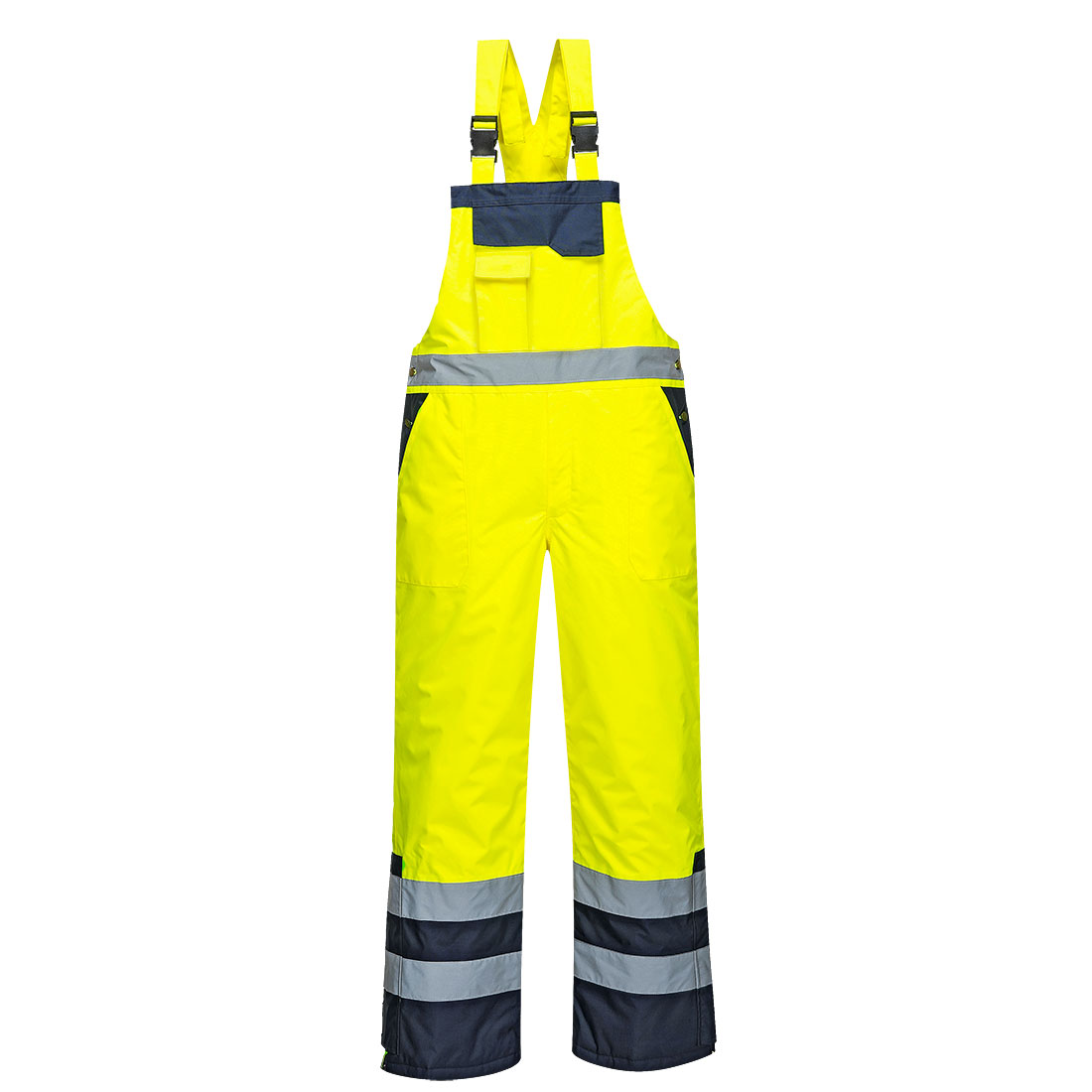 Portwest Hi-Vis Contrast Winter Bib and Brace in Gelb – Vorderansicht