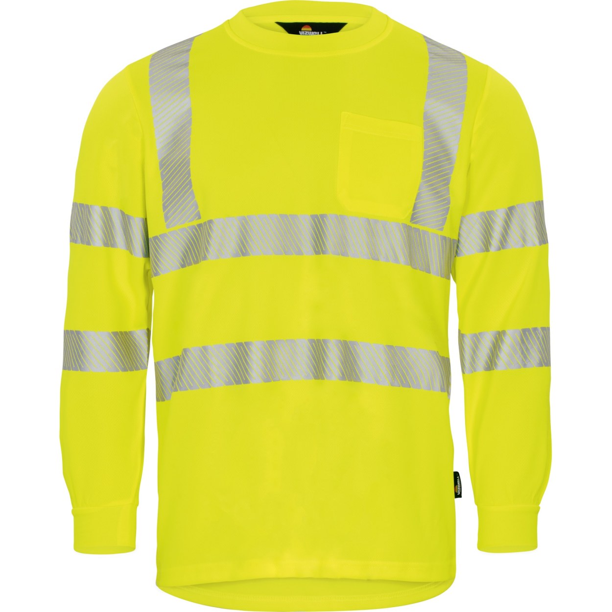 Vizwell Warnschutz-Langarm-Shirt Coolpass UV 50+ VWTS21 in Leuchtgelb – Vorderansicht