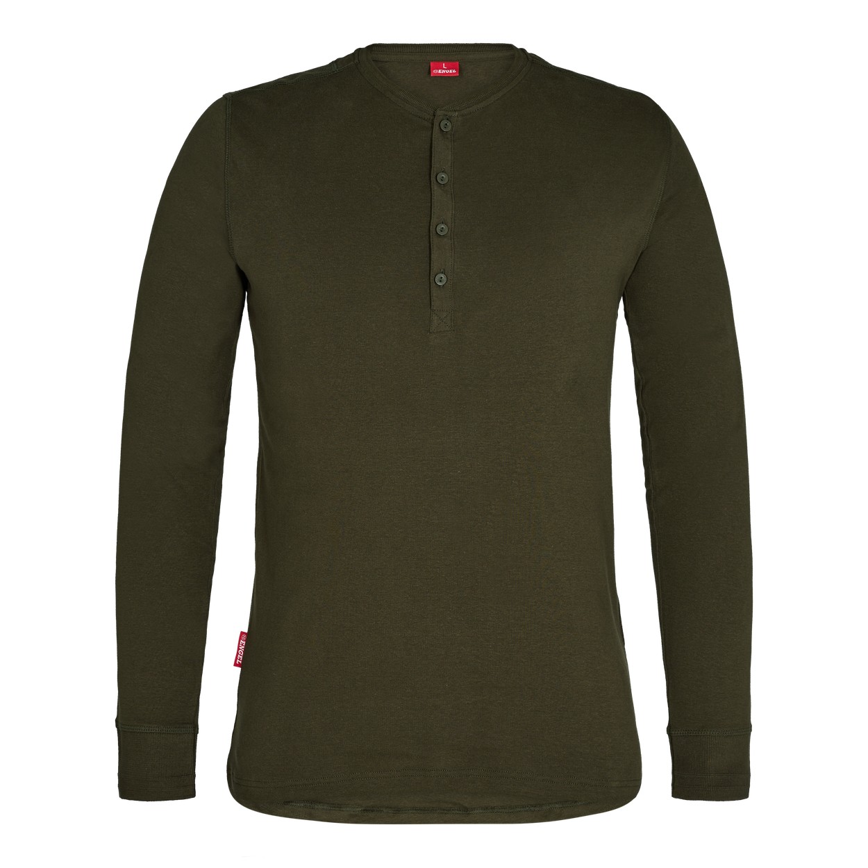 ENGEL Extend 9257-565 Grandad langarm-Shirt in Forest Green – Vorderansicht
