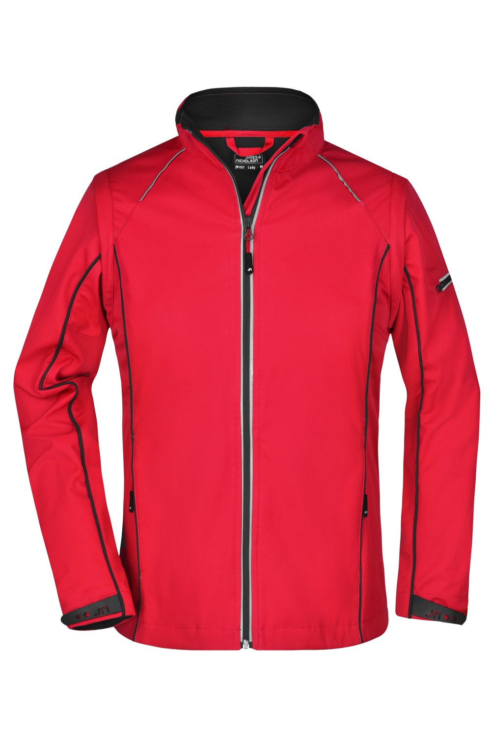 Daiber Ladies' Zip-Off Softshell Jacket in Red/Black – Vorderansicht