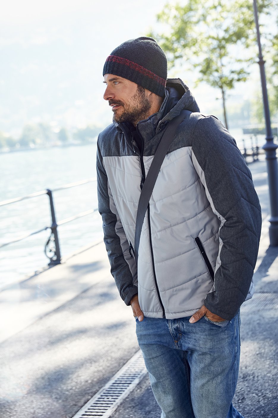 Daiber Men's Winter Jacket in Black/Anthracite-Melange – Modellansicht