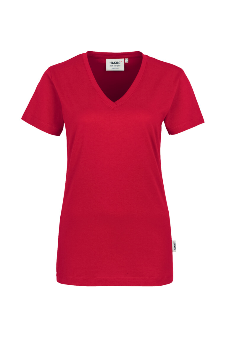 HAKRO 126 Damen V-Shirt Classic in Rot – Vorderansicht