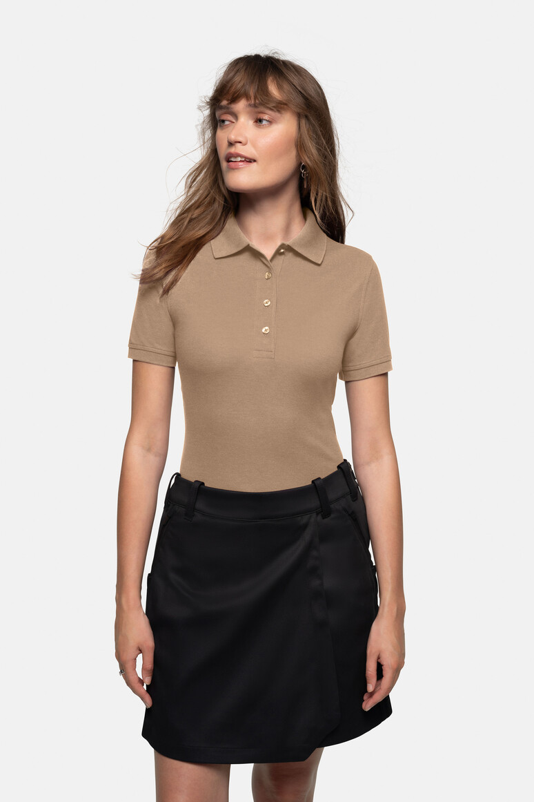 HAKRO 216 Damen Poloshirt MIKRALINAR® in Khaki – Modellansicht