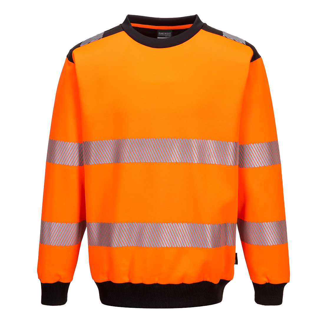 Portwest PW3 Hi-Vis Sweatshirt in Orange/Schwarz – Vorderansicht