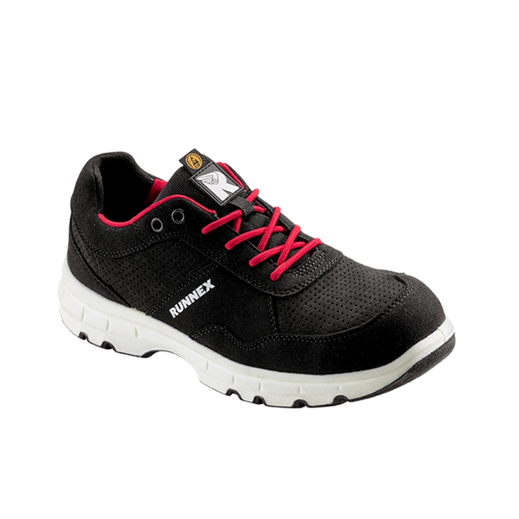 RUNNEX® S1PS-ESD-Sicherheitshalbschuhe FlexStar in Schwarz/Rot – Vorderansicht