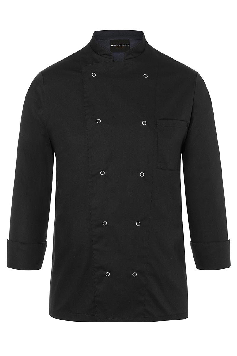 Karlowsky Kochjacke Basic in Schwarz – Vorderansicht