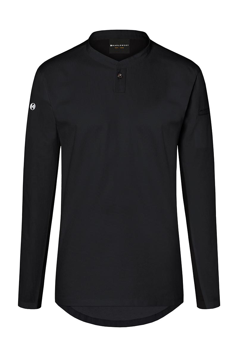 Karlowsky Langarm Damen-Arbeitsshirt Performance in Schwarz – Vorderansicht