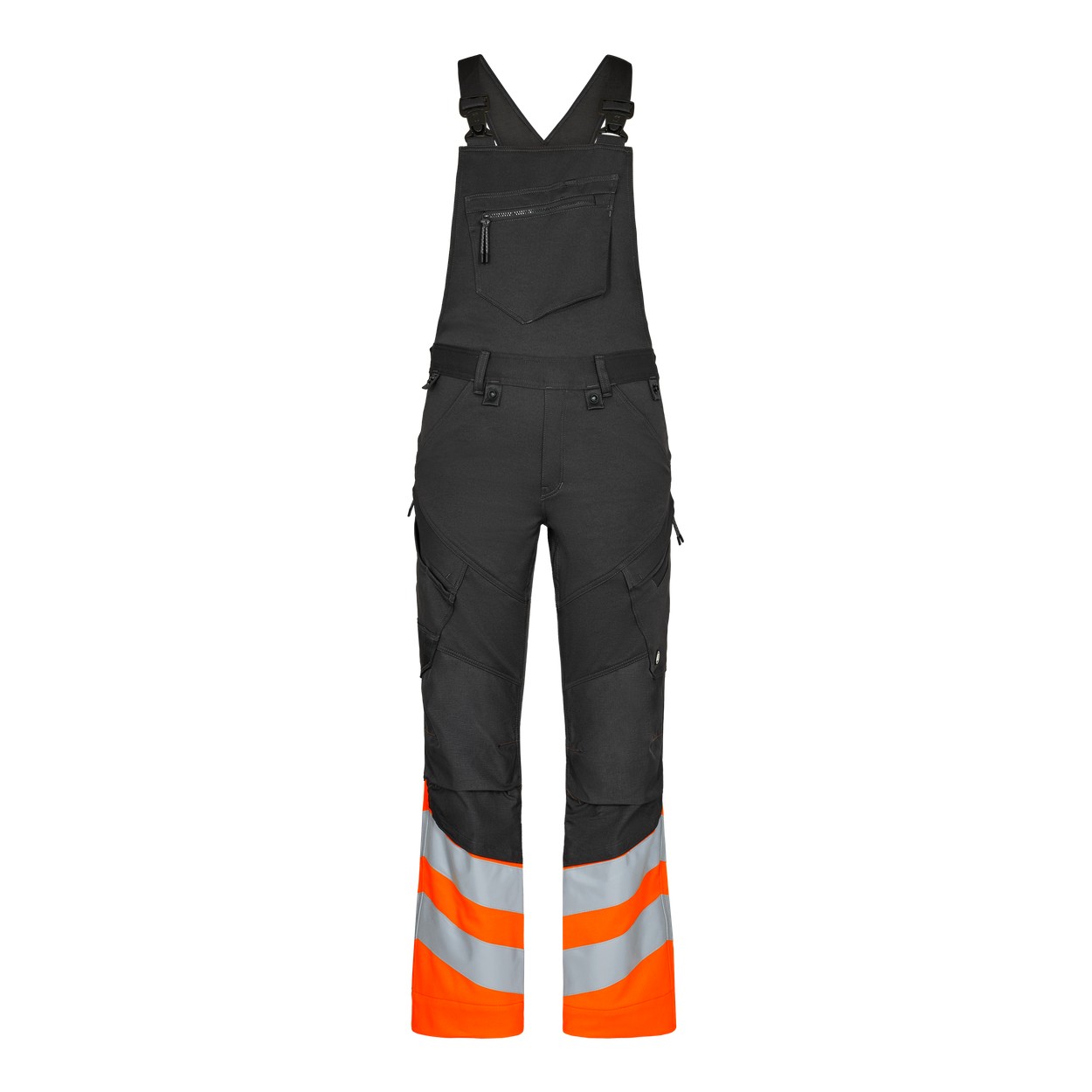 ENGEL Safety 3546-314 Latzhose mit 2-Wege-Stretch in Anthrazit Grau/Orange – Vorderansicht