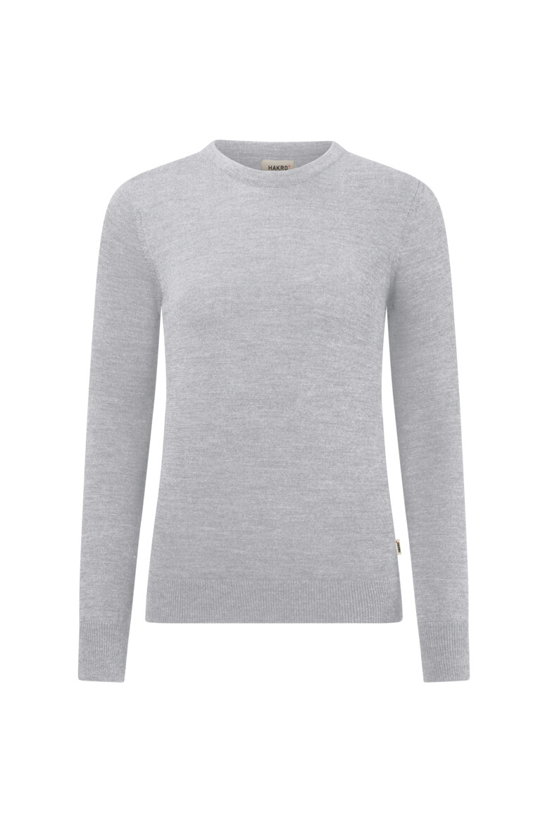 HAKRO 146 Damen Pullover Merino-Wolle in Grau Meliert – Vorderansicht