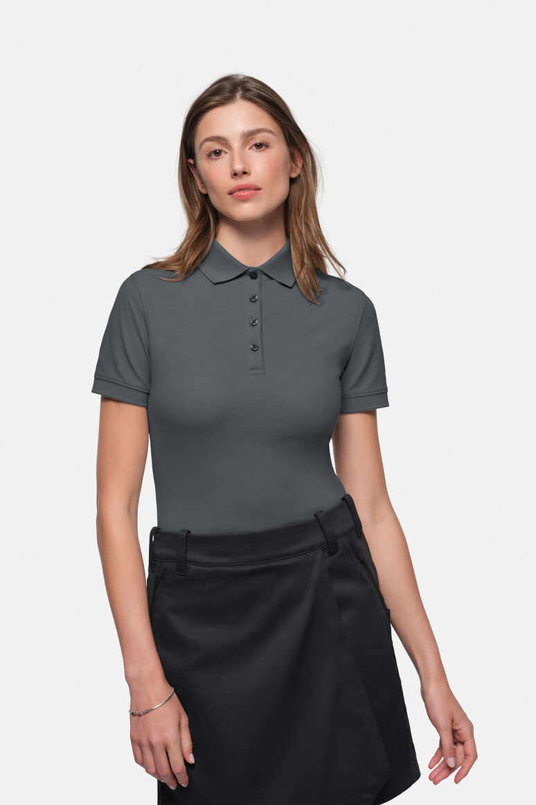 HAKRO 369 Damen Poloshirt MIKRALINAR® ECO in Anthrazit – Modellansicht