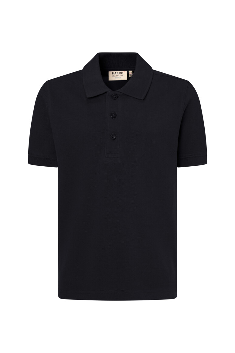 HAKRO 545 Kinder Poloshirt Bio-Baumwolle in Schwarz – Vorderansicht