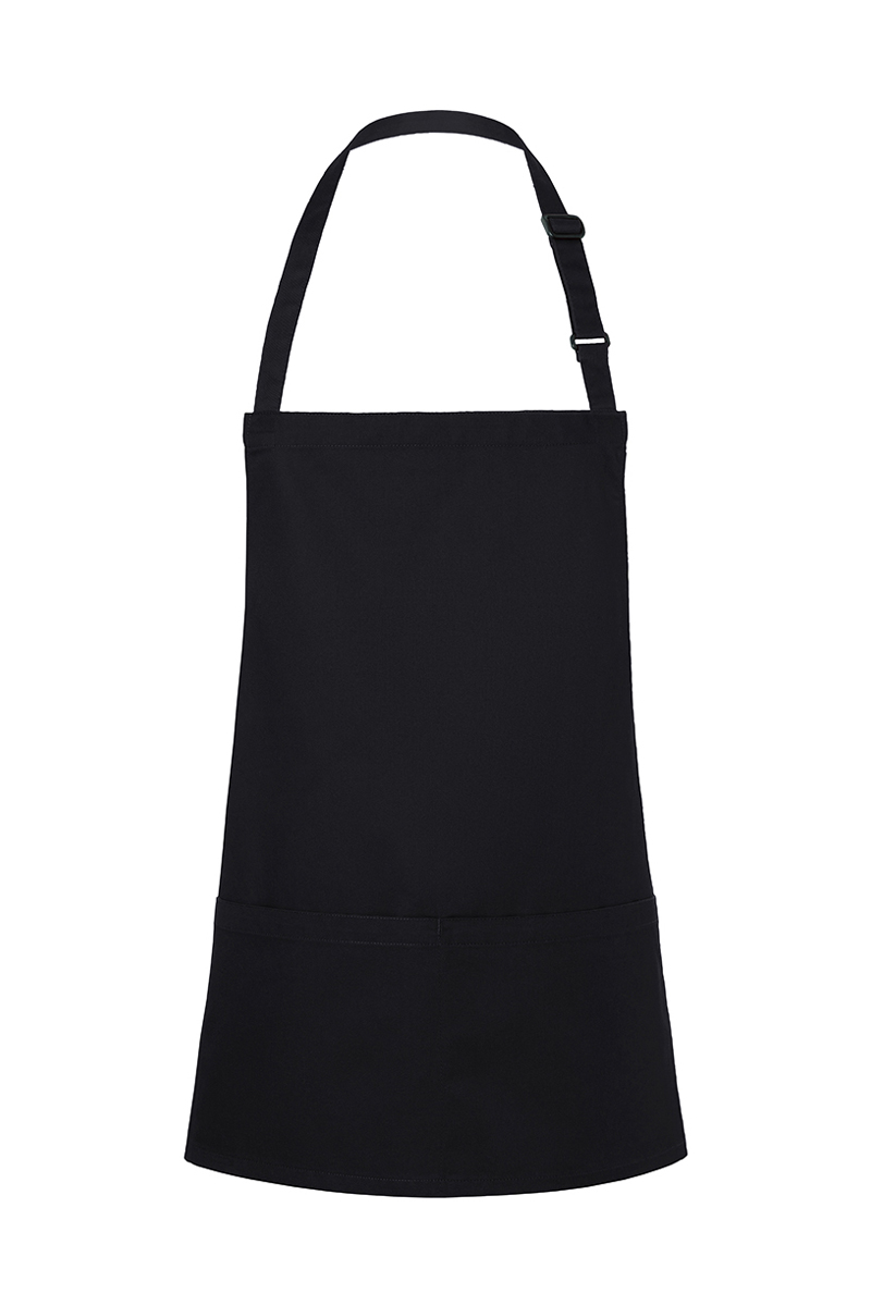 Karlowsky Kurze Latzschürze Basic mit Schnalle und Tasche in Schwarz – Vorderansicht