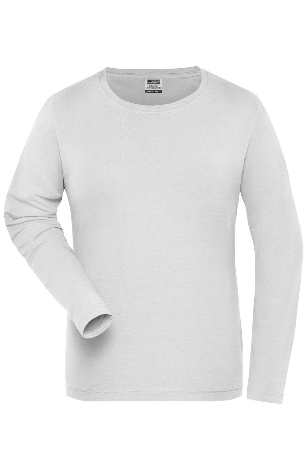 Daiber Ladies' ORGANIC Stretch-Longsleeve Work - SOLID - OCS Blended in White – Vorderansicht
