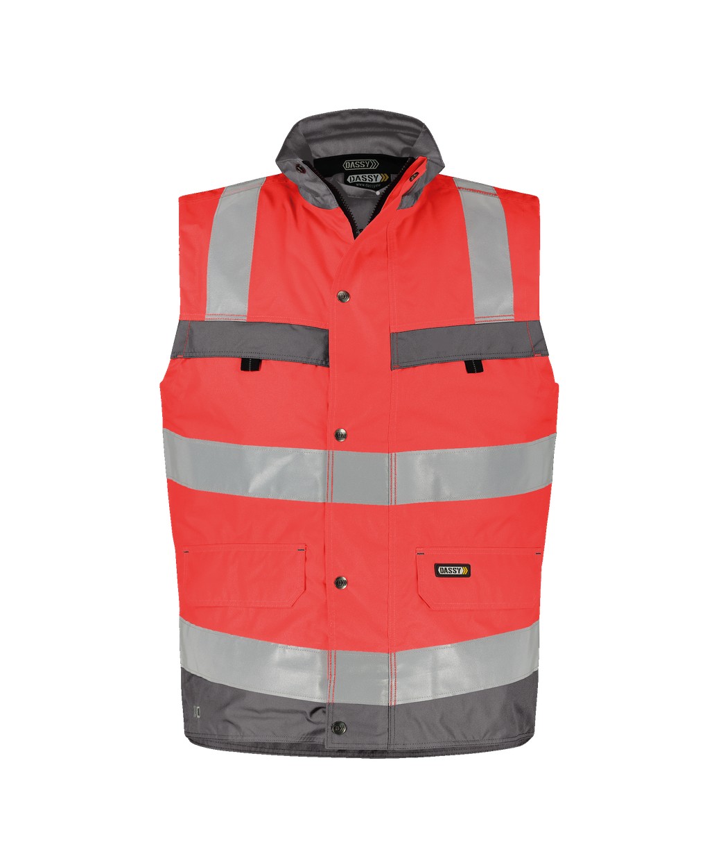 DASSY® Bilbao in Neonrot/Zementgrau – Vorderansicht